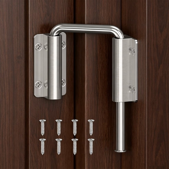 Sliding Door Loop Lock Rustproof Door Pins U-Shaped Multi-Angle Lock 90/180 Degree Sliding Barn Door Latches Fence Latches Stainless Steel Security Closet Latches for Door Wardrobe, 1 Pc Silver