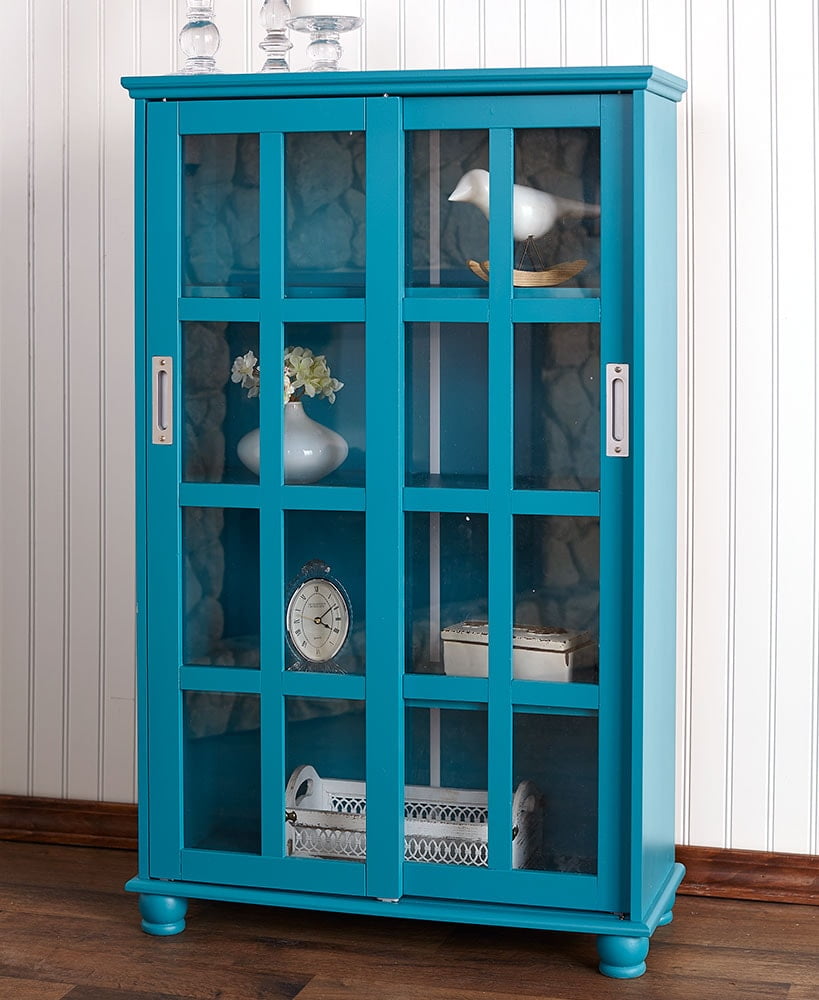 Winsome Wood Holden Media Cabinet with Glass Doors, Walnut