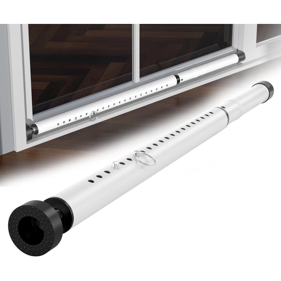 Sliding Door Security Bar，17.5-50 inch Adjustable Patio Door Security bar, Heavy Duty Window Security Bars Inside for Sliding Glass Door Home Apartment Bedroom(White)