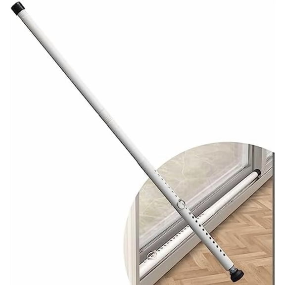 Sliding Door Security Bar,17.7-50.5inch Adjustable Locking Window Safety Bar with Rubber Tips,Diameter 1inch Window Security Bar for Home Apartment Travel (White)