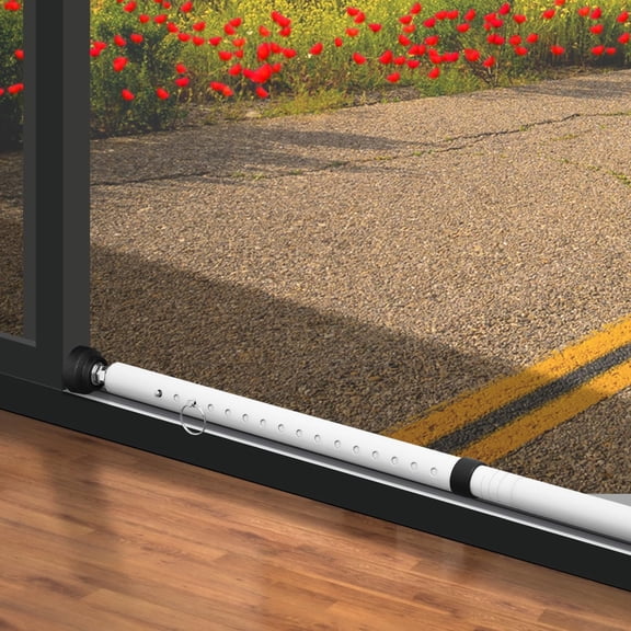 Sliding Door Security Bar, 18.5-51 inch Adjustable Patio Door Security bar with Rubber Tips, Multi-use Window Security Bars, Sliding Door Stopper, White, 1 Pack