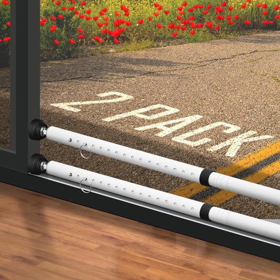 Sliding Door Security Bar, 18.5-51 inch Adjustable Patio Door Security bar with Rubber Tips, Multi-use Window Security Bars, Sliding Door Stopper, White, 2 Pack