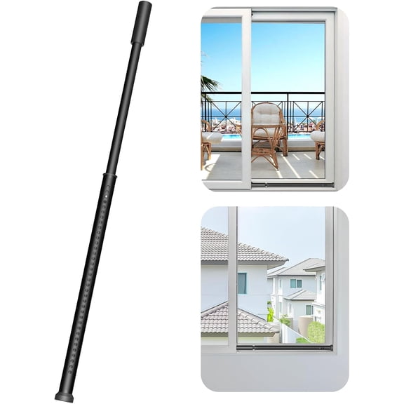 Sliding Door Security Bar,Heavy Duty Sliding Patio Door Lock Bar, 20-50inch Adjustable Multi-use Window Security Bars, Sliding Door Stopper,Black,1Pack