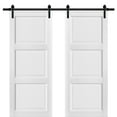 thumbnail image 1 of Sliding Double Barn Doors with Hardware | Lucia 2661 White Silk | 13FT Rail Hangers Sturdy Set | Pantry Kitchen 3-Panel Wooden Solid Panel Interior Hall Bedroom Bathroom Door -48" x 84", 1 of 6