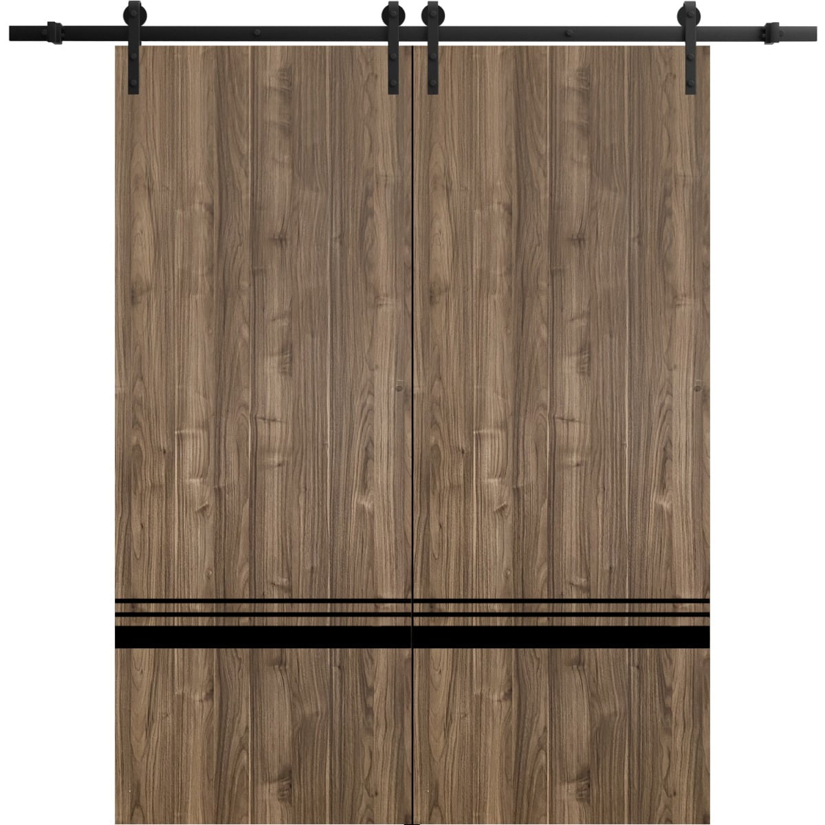 Slider Sign Panel Sliding Double Barn Doors with Hardware Planum 0012 Walnut 13FT Rail ...