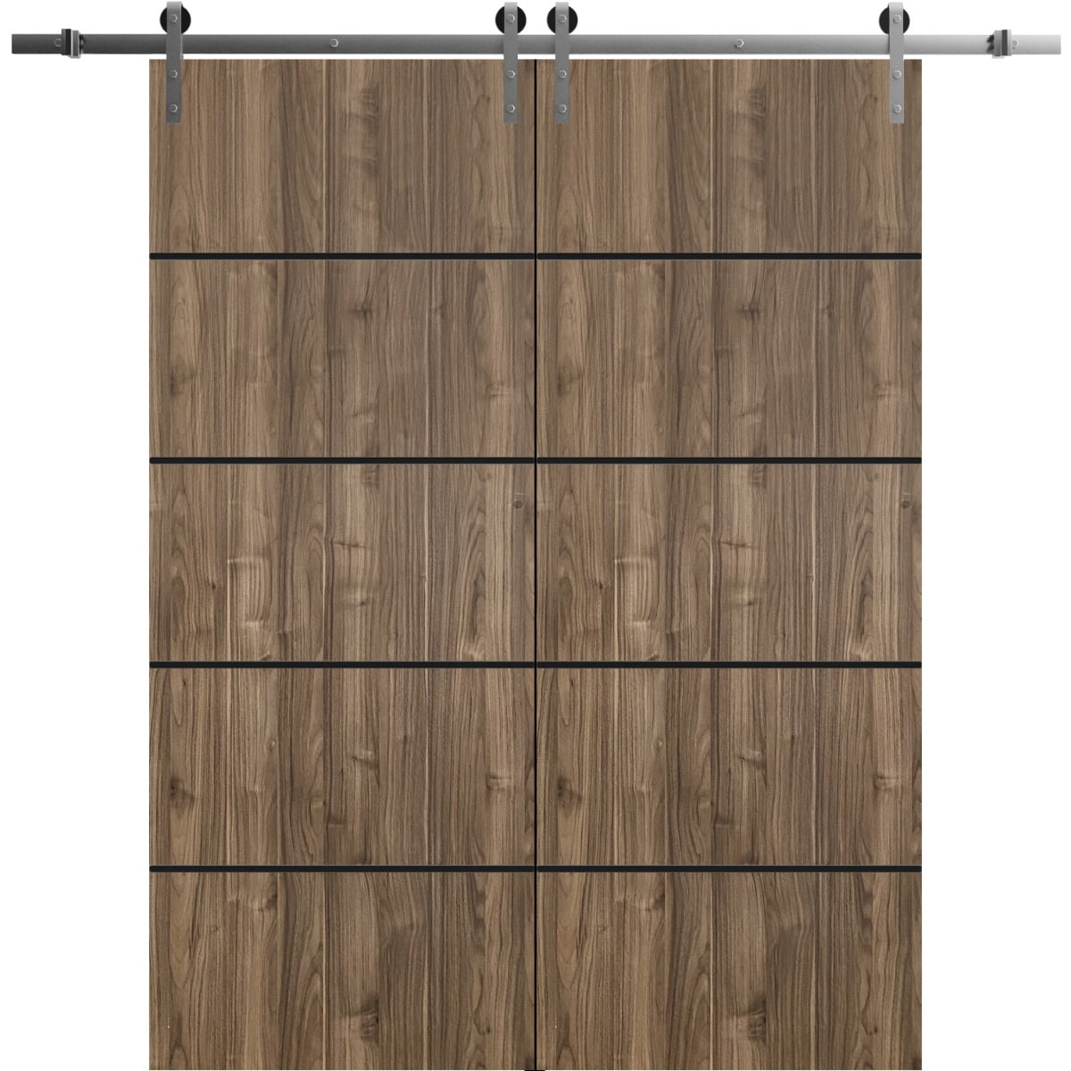 Slider Sign Panel Sliding Double Barn Doors with Hardware Planum 0015 Walnut 13FT Rail ...