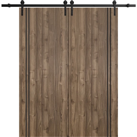 Sturdy Double Barn Door with Hardware Planum 2010 Chocolate Ash 13FT ...