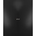 thumbnail image 1 of Sliding Double Pocket Door with Frames | Planum 0010 Black Matte | Kit Trims Rail Hardware | Solid Wood Interior Bedroom Bathroom Closet Sturdy Doors -48" x 84" (2* 24x84), 1 of 6