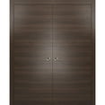 thumbnail image 1 of Sliding Double Pocket Door with Frames | Planum 0010 Chocolate Ash | Kit Trims Rail Hardware | Solid Wood Interior Bedroom Bathroom Closet Sturdy Doors -84" x 80" (2* 42x80), 1 of 6