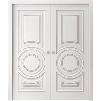 Sliding Double Pocket Doors 36 x 80 inches | CLASSIC 5589 White Enamel | Kit Rail Hardware | Solid Wood Interior Bedroom Doors
