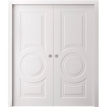 Sliding Double Pocket Doors 36 x 80 inches | SELECT 1089 White | Kit Rail Hardware | Solid Wood Interior Bedroom Doors