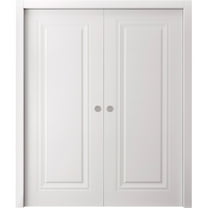 Sliding Double Pocket Doors 36 x 80 inches | SELECT 1119 White | Kit Rail Hardware | Solid Wood Interior Bedroom Doors