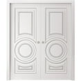 thumbnail image 1 of Sliding Double Pocket Doors 48 x 80 inches | CLASSIC 5589 White Enamel | Kit Rail Hardware | Solid Wood Interior Bedroom Doors, 1 of 5
