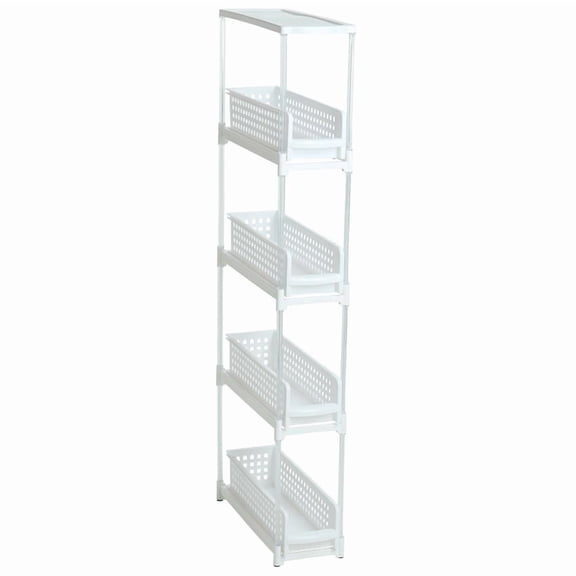 Slide Out Slim Storage Tower for Kitchen - 3 or 4 Drawer