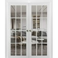 thumbnail image 1 of Sliding French Double Pocket Doors 12 lites | Felicia 3355 White Matte with Clear Glass | Kit Trims Rail Hardware | Solid Wood Interior Bedroom Sturdy Doors -48" x 80" (2* 24x80), 1 of 7