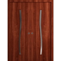 Sliding French Double Pocket Doors 36 x 80 in - LUNO 2003 Walnut - Kit Rail Hardware - Solid Wood Interior Bedroom Modern Doors