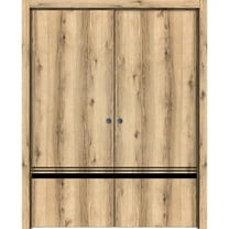 Sliding French Double Pocket Doors 36 x 80 inches | Planum 0012 Oak with Frosted Glass | Kit Trims Rail Hardware | Solid Wood Interior Bedroom Sturdy Doors