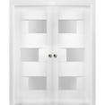 thumbnail image 1 of Sliding French Double Pocket Doors 36 x 84 inches Opaque Glass / Sete 6933 White Silk / Kit Rail Hardware / MDF Interior Bedroom Modern Doors, 1 of 5