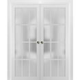 thumbnail image 1 of Sliding French Double Pocket Doors 48 x 80 inches Frosted Glass 12 Lites, 1 of 7