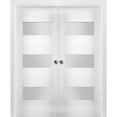 thumbnail image 1 of Sliding French Double Pocket Doors 48 x 80 inches Opaque Glass / Sete 6003 White Silk / Kit Rail Hardware / MDF Interior Bedroom Modern Doors, 1 of 2