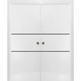 thumbnail image 1 of Sliding French Double Pocket Doors 48 x 80 inches | Planum 0014 White Silk with Frosted Glass | Kit Trims Rail Hardware | Solid Wood Interior Bedroom Sturdy Doors, 1 of 6