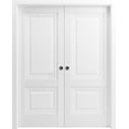 thumbnail image 1 of Sliding French Double Pocket Doors 48 x 84 inches | Lucia 8831 White Silk | Kit Trims Rail Hardware | Solid Wood Interior Bedroom Sturdy Doors, 1 of 7