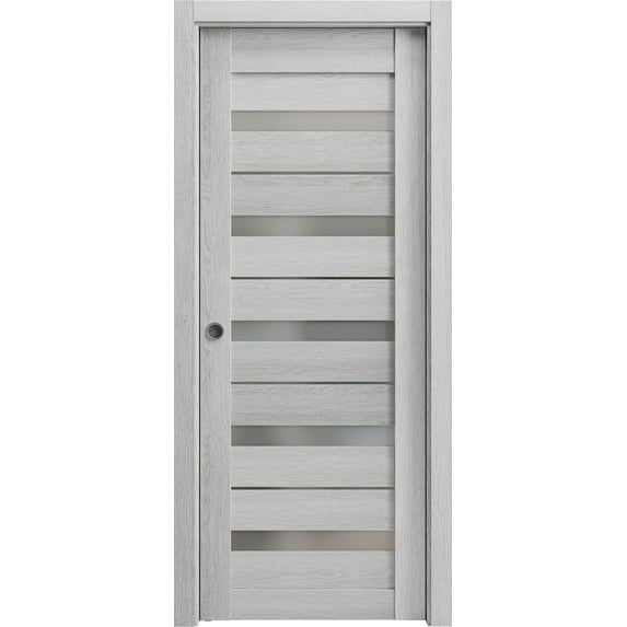 Sliding French Double Pocket Doors 48 x 84 inches | Quadro 4111 Matte Black | Kit Trims Rail Hardware | Solid Wood Interior Bedroom Sturdy Doors