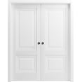 thumbnail image 1 of Sliding French Double Pocket Doors 48 x 96 inches | Lucia 8831 White Silk | Kit Trims Rail Hardware | Solid Wood Interior Bedroom Sturdy Doors, 1 of 5