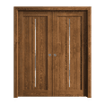 thumbnail image 1 of Sliding French Double Pocket Doors 56 x 80 inches | Ego 5014 Cognac Oak | Kit Rail Hardware | Solid Wood Interior Bedroom Modern Doors, 1 of 5