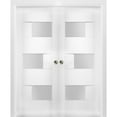 thumbnail image 1 of Sliding French Double Pocket Doors 56 x 80 inches Opaque Glass / Sete 6933 White Silk / Kit Rail Hardware / MDF Interior Bedroom Modern Doors, 1 of 7