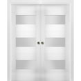 thumbnail image 1 of Sliding French Double Pocket Doors 56 x 96 inches Opaque Glass / Sete 6003 White Silk / Kit Rail Hardware / MDF Interior Bedroom Modern Doors, 1 of 7