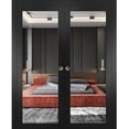 thumbnail image 1 of Sliding French Double Pocket Doors 60 x 84 inches | Lucia 1299 Matte Black with Mirror | Kit Trims Rail Hardware | Solid Wood Interior Bedroom Sturdy Doors, 1 of 7
