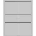 thumbnail image 1 of Sliding French Double Pocket Doors 60 x 96 inches | Planum 0014 Grey Ash with Frosted Glass | Kit Trims Rail Hardware | Solid Wood Interior Bedroom Sturdy Doors, 1 of 6