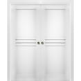 thumbnail image 1 of Sliding French Double Pocket Doors 64 x 80 inches / Mela 7444 White Silk / Kit Rail Hardware / MDF Interior Bedroom Modern Doors, 1 of 4