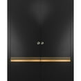 thumbnail image 1 of Sliding French Double Pocket Doors 64 x 80 inches | Planum 2010 Matte Black with Frosted Glass | Kit Trims Rail Hardware | Solid Wood Interior Bedroom Sturdy Doors, 1 of 6