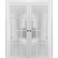 thumbnail image 1 of Sliding French Double Pocket Doors 64 x 84 inches Frosted Glass 12 Lites, 1 of 7