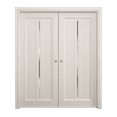thumbnail image 1 of Sliding French Double Pocket Doors 64 x 96 inches | Ego 5014 Painted White Oak | Kit Rail Hardware | Solid Wood Interior Bedroom Modern Doors, 1 of 5
