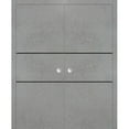 thumbnail image 1 of Sliding French Double Pocket Doors 72 x 80 inches | Planum 0014 Concrete with Frosted Glass | Kit Trims Rail Hardware | Solid Wood Interior Bedroom Sturdy Doors, 1 of 6