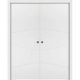 thumbnail image 1 of Sliding French Double Pocket Doors 72 x 80 inches | Planum 0990 Painted White | Kit Trims Rail Hardware | Solid Wood Interior Bedroom Sturdy Doors, 1 of 6