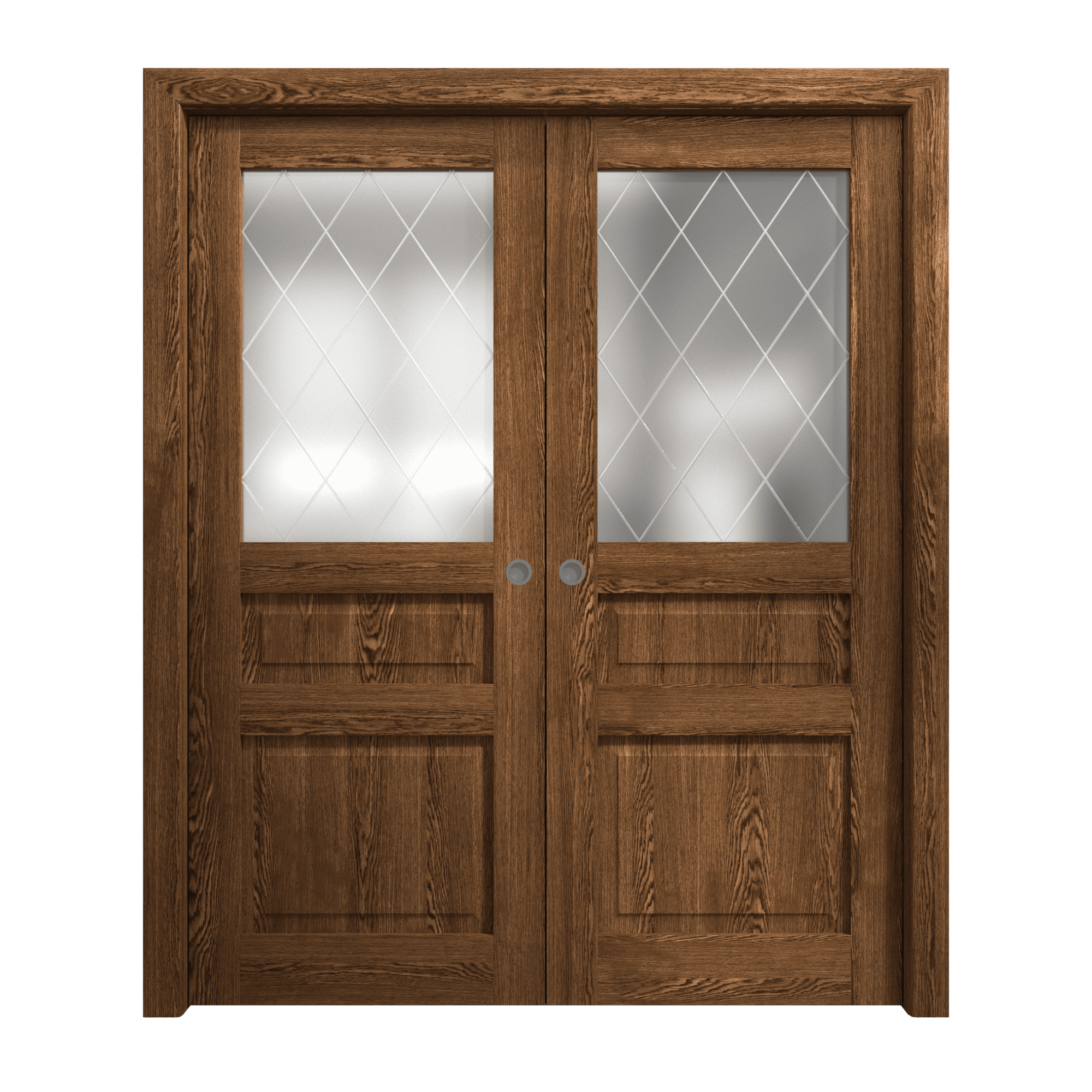 80 Inch Door Sliding French Double Pocket Doors 84 x 80 inches | Ego 5011 Cognac Oak