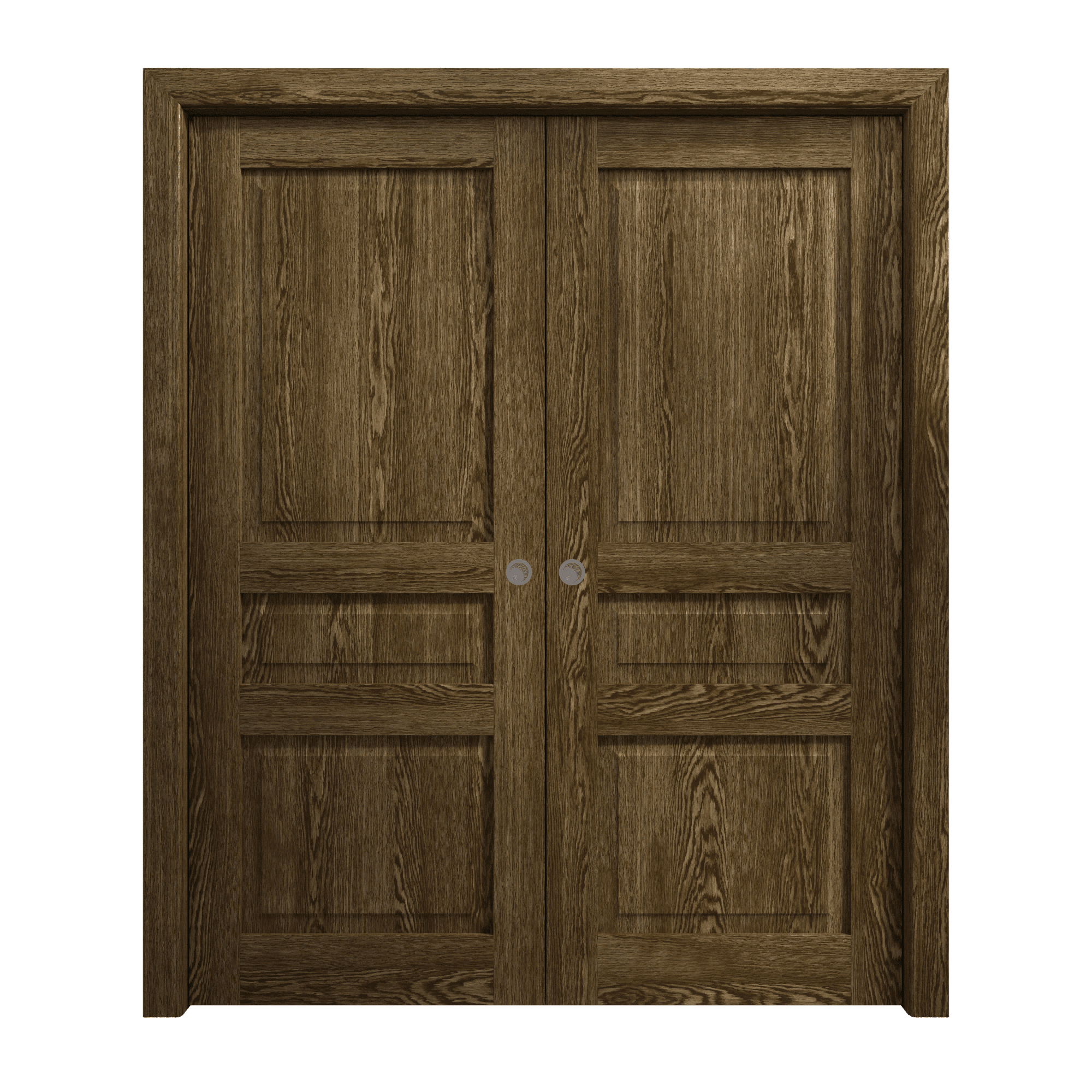 Classic Solid Pine Double Pocket Doors with Paneled Design