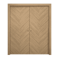 thumbnail image 1 of Sliding French Double Pocket Doors 84 x 84 inches | Ego 5005 Natural Oak | Kit Rail Hardware | Solid Wood Interior Bedroom Modern Doors, 1 of 6