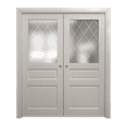 thumbnail image 1 of Sliding French Double Pocket Doors 84 x 84 inches | Ego 5011 Painted White Oak | Kit Rail Hardware | Solid Wood Interior Bedroom Modern Doors, 1 of 5