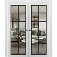 thumbnail image 1 of Sliding French Double Pocket Doors 84 x 84 inches | Lucia 2366 White Silk Clear Glass | Kit Trims Rail Hardware | Solid Wood Interior Bedroom Sturdy Doors, 1 of 6