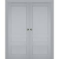 thumbnail image 1 of Sliding French Double Pocket Doors | Veregio 7411 Matte Grey | Kit Trims Rail Hardware | Solid Wood Interior Bedroom Sturdy Doors-60" x 96" (2* 30x96), 1 of 6