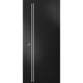thumbnail image 1 of Sliding French Pocket Door 18 x 80 inches with | Planum 0310 Matte Black with Frosted Glass | Kit Trims Rail Hardware | Solid Wood Interior Bedroom Sturdy Doors, 1 of 6