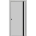 thumbnail image 1 of Sliding French Pocket Door 18 x 84 inches with | Planum 0011 Grey Matte with Frosted Glass | Kit Trims Rail Hardware | Solid Wood Interior Bedroom Sturdy Doors, 1 of 6