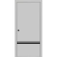 thumbnail image 1 of Sliding French Pocket Door 18 x 84 inches with | Planum 0012 Grey Matte with Frosted Glass | Kit Trims Rail Hardware | Solid Wood Interior Bedroom Sturdy Doors, 1 of 6
