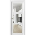 thumbnail image 1 of Sliding French Pocket Door 24 x 80 inches with Clear Glass 3 Lites | Lucia 2555 Matte White | Kit Trims Rail Hardware | Solid Wood Interior Bedroom Sturdy Doors, 1 of 6