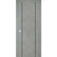 thumbnail image 1 of Sliding French Pocket Door 24 x 80 inches with | Planum 0016 Concrete with Frosted Glass | Kit Trims Rail Hardware | Solid Wood Interior Bedroom Sturdy Doors, 1 of 6